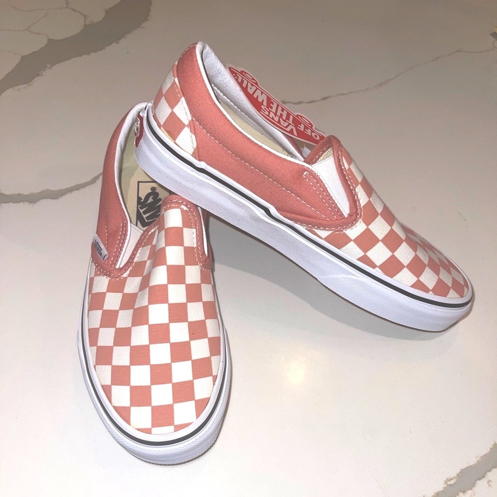 Pink checkered slip-on vans women’s size 6.5